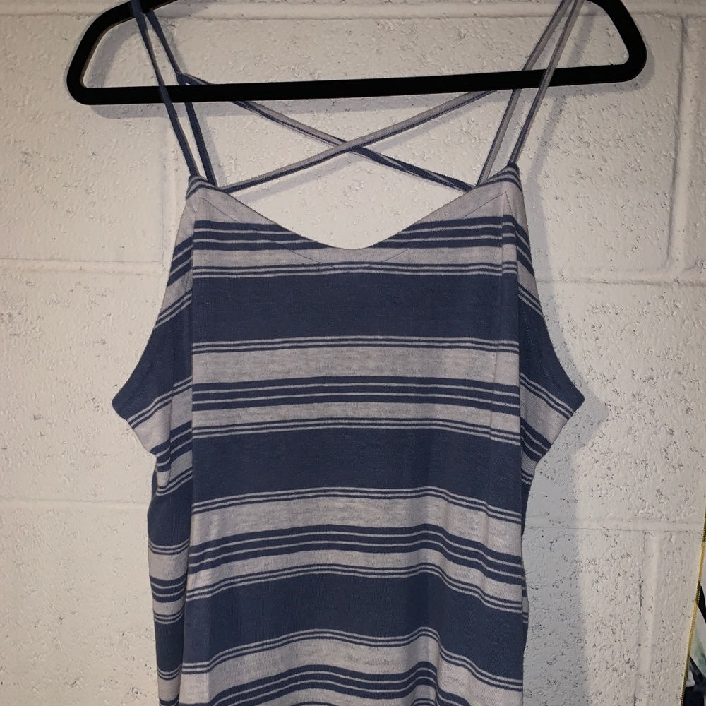 Cross back stripped tank top
